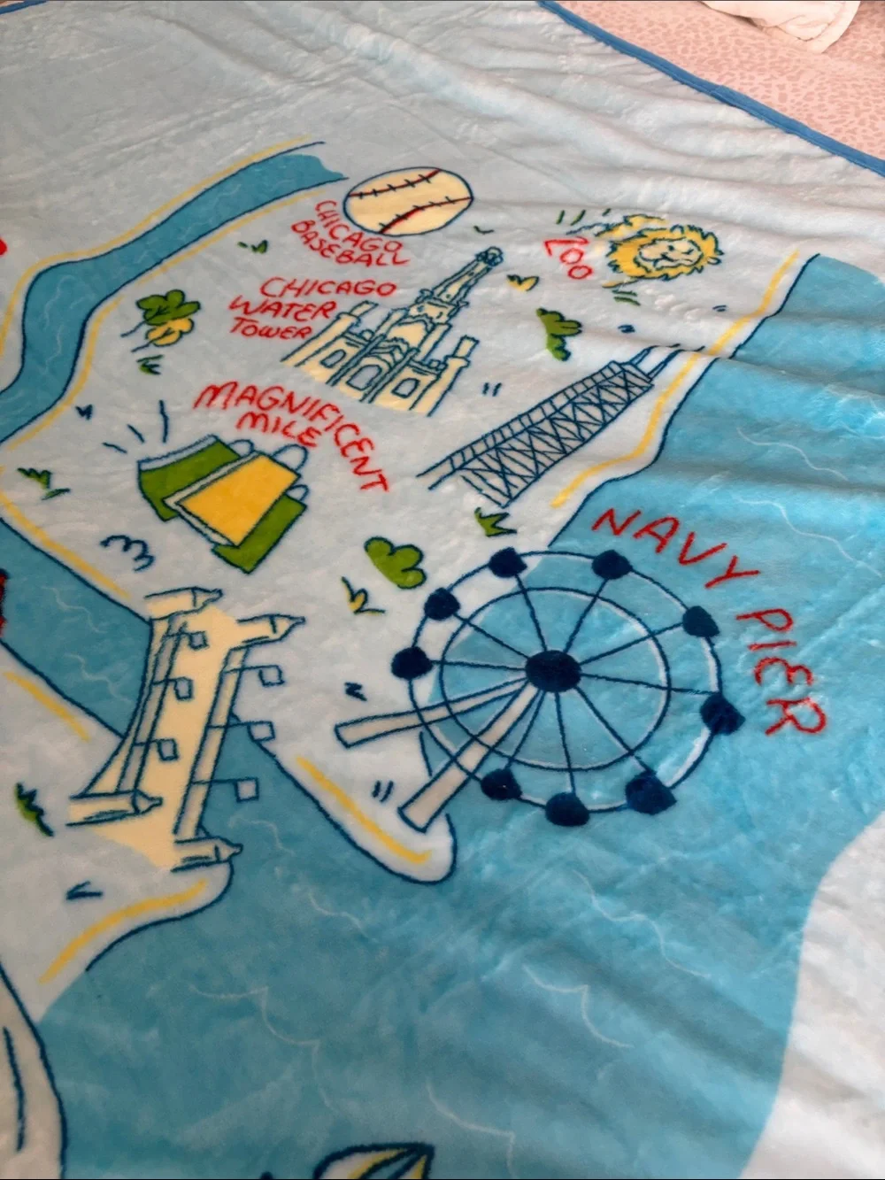 The Windy City Light Blue Chicago Plush Throw Blanket